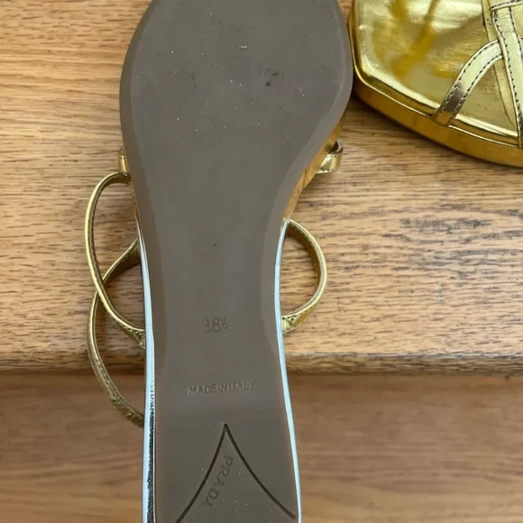 Prada Gold with Silver accent Sandals, 38.5, Made in Italy - Picture 9 of 10